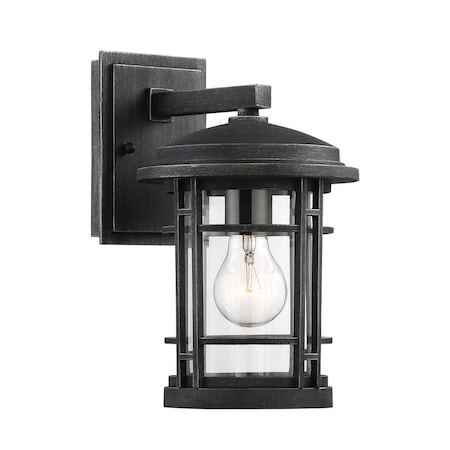 Designers Fountain Barrister 11.5in Weathered Pewter 1-Light Outdoor Line Voltage Wall Sconce, Bulb Not Included 22421-WP